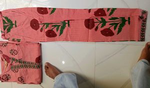 Pretty Peach Printed Kurta Set