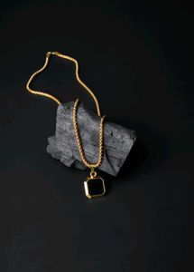 Gold & Black Pendant Necklace