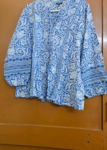 Blue Floral Print Top