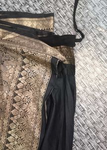 Black &amp; Gold Banarasi Silk Saree