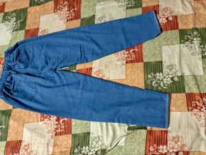 Blue Wide Leg Distressed Jeans