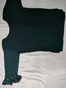 Black Embroidered Short Kurti For Women