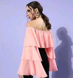 Trendy Pink Off-Shoulder Crop Top