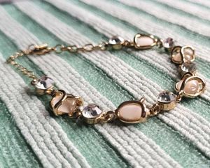 Gold Tone Tulip &amp; Rhinestone Bracelet