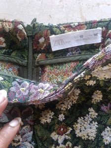 Zara Blossom Jacquard Print Mini Skirt