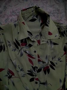 Olive CROP  Tie Shirt