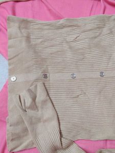 Beige Knit Top with Long Sleeves