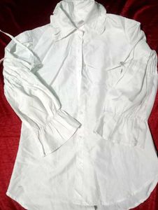 White Blouse with Ruffle Sleeves