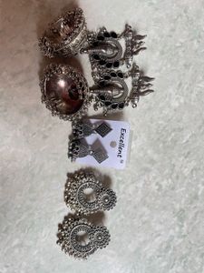 Trio of 3 set oxidised earrings
