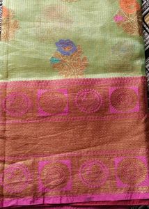 Pista Green Beautiful Chanderi Silk Saree🤩