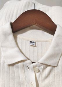 🆕 UNIQLO Polo Neck Ribbed Top