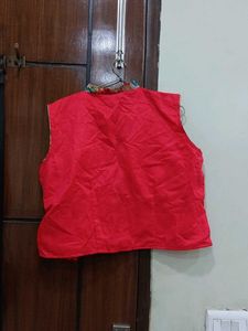 Red Sleeveless Blouse