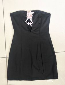 Black Bow Hollow Tube Dress