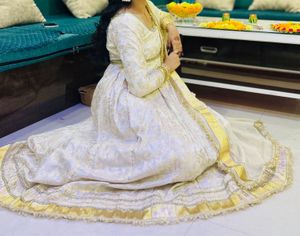 White Gold  Anarkali Kurta Set