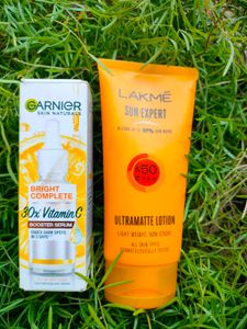 Garnier Vitamin C Serum With Lakme Sunscreen