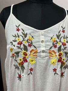 White Strappy Embroidered Top