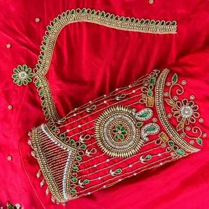 💥 Beautiful Maggam Work Red Blouse Piece