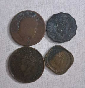 4 Antique BRITISH INDIA COINS