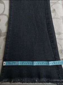 URBANIC HEAVY DISTRESSED BOOTCUT BLACK JEANS