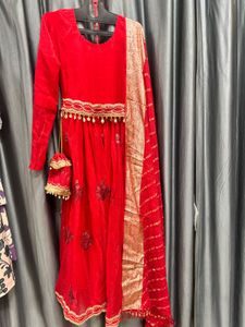 Red party wear gown