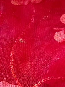 Red Butterfly Net Saree