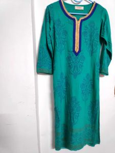 Libas Elegant Sea Green Printed Kurta