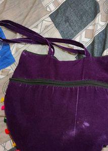 Purple Embroidered Velvet  Rajsthani Bag