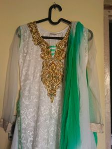 White And Green Dress