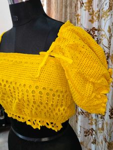 Yellow Lace Crop Top