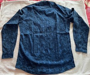 Louis Philippe Blue Chinese Collar LP Shirt