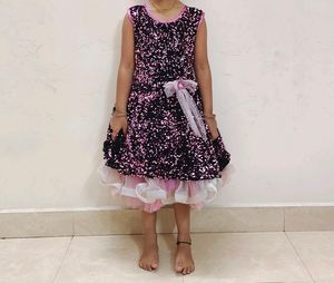Purple Sequin Frock For Party Wear