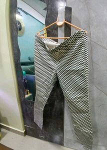 Patterned Blend Trousers Side Zip And Pocket