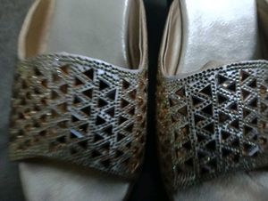 Elegant Gold Wedge Heel Slides