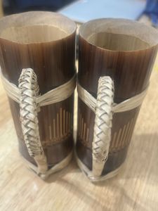 Bamboo Mugs with Woven Handles