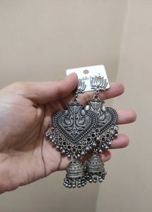 Silver Jhumka Earrings