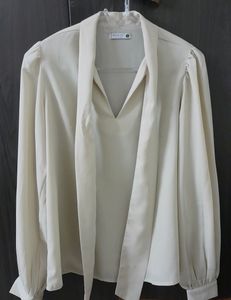 Bow Tie Neck Cuffed Sleeve Shirt
