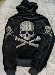 Y2K Gothic Skull Rhinestone velvet Hoodie