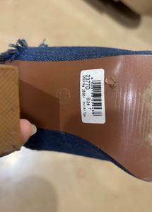 Denim Floral Slides