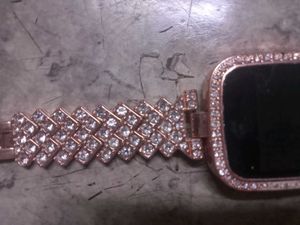 Jeweled Digital Watch with Green Face