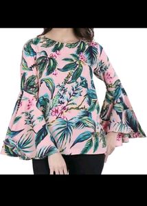 Floral Print Flared Sleeve Top