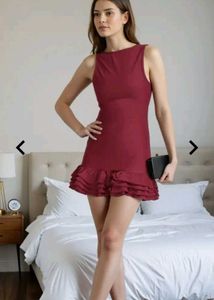 Chic Maroon Ruffle Mini Dress
