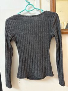 Ribbed Knit Top with Lace Trim