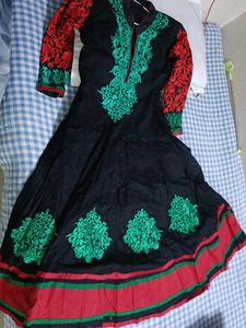Black Embroidered Anarkali Suit Set