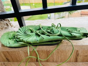 Green Tie Up Flats