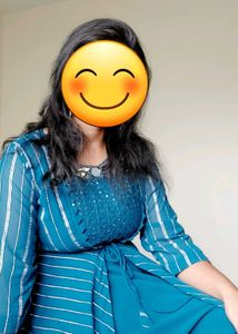 Teal Striped Dress with Embellishments