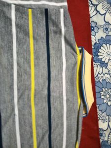 Striped Tee - Gray, White, Navy, Yellow T-shirt