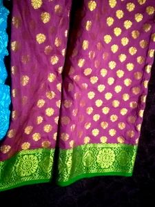 Green 💚 &amp; Purple 💜 Silk Saree