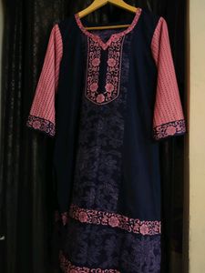 Pink and Blue Kurti Set
