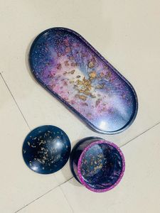 Resin oval Tray Dish with Lid