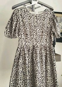 Korean Printed Puff Sleeve Dress
